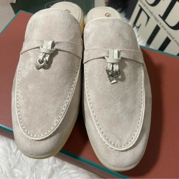 Loro Piana Cream Suede Mules - Picture 2 of 5